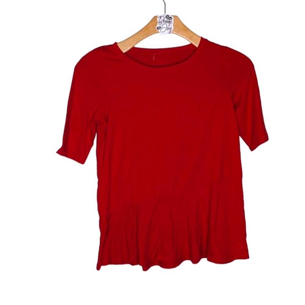 2pc Cuddle Duds Women's Flexwear ¾ Elbow-Sleeves Asymmetric Peplum Top